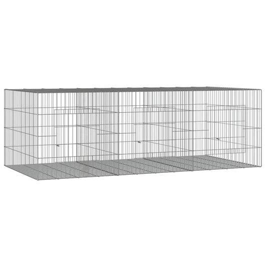vidaXL Κλουβί Κουνελιών 3 Πάνελ 163x79x54 εκ. από Γαλβανισμένο Σίδερο