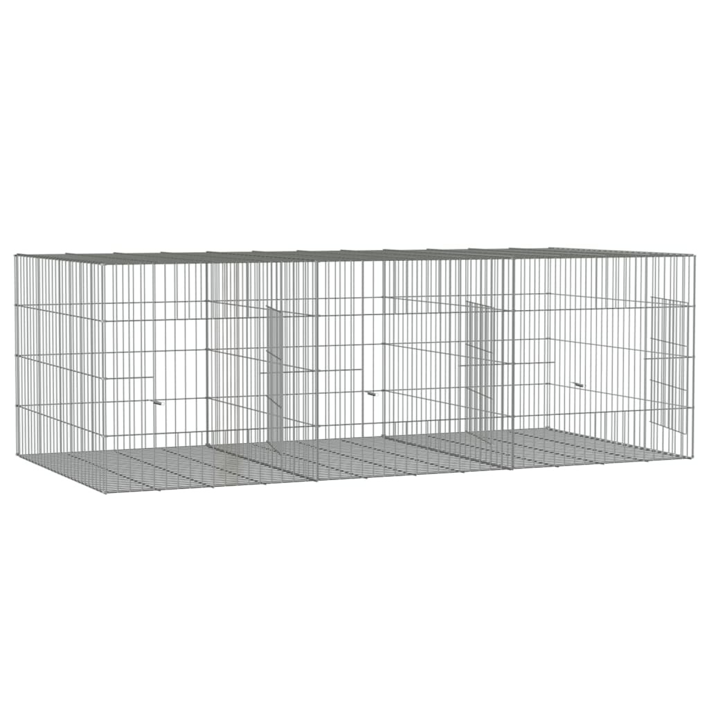 vidaXL Κλουβί Κουνελιών 3 Πάνελ 163x79x54 εκ. από Γαλβανισμένο Σίδερο