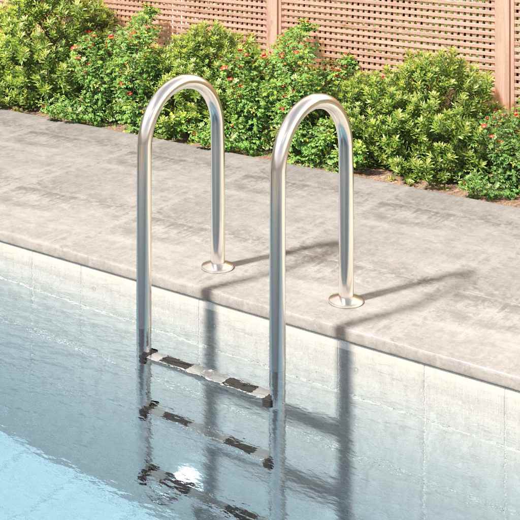 vidaXL Σκάλα Πισίνας 54 x 38 x 158 εκ. από Ανοξείδωτο Ατσάλι