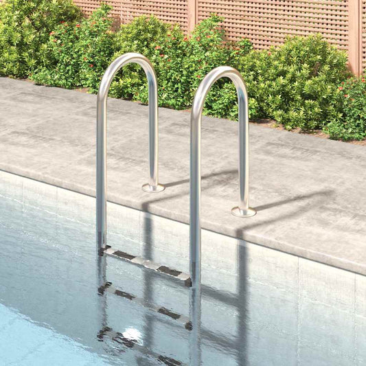 vidaXL Σκάλα Πισίνας 54 x 38 x 158 εκ. από Ανοξείδωτο Ατσάλι