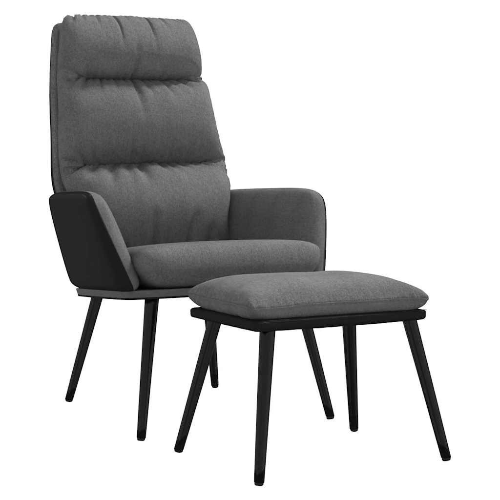 vidaXL Πολυθρόνα Relax Ανοιχτό Γκρι Ύφασμα & Συνθετικό Δέρμα με Σκαμπό
