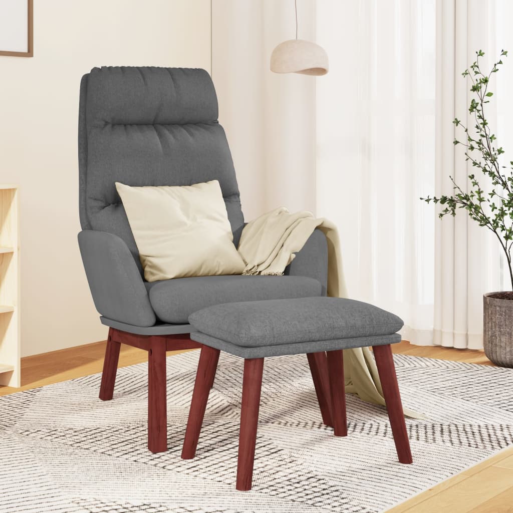 vidaXL Πολυθρόνα Relax Ανοιχτό Γκρι Υφασμάτινη με Σκαμπό