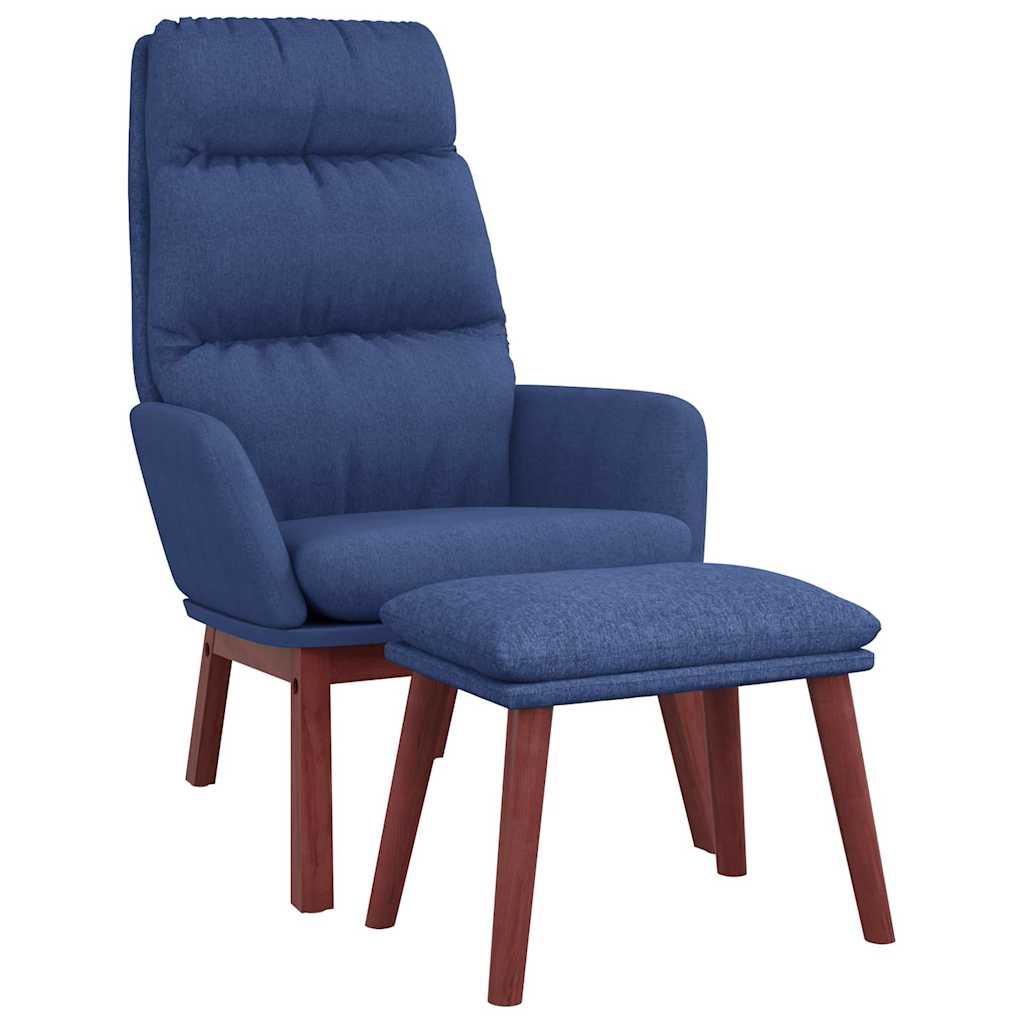 vidaXL Πολυθρόνα Relax Μπλε Υφασμάτινη με Σκαμπό