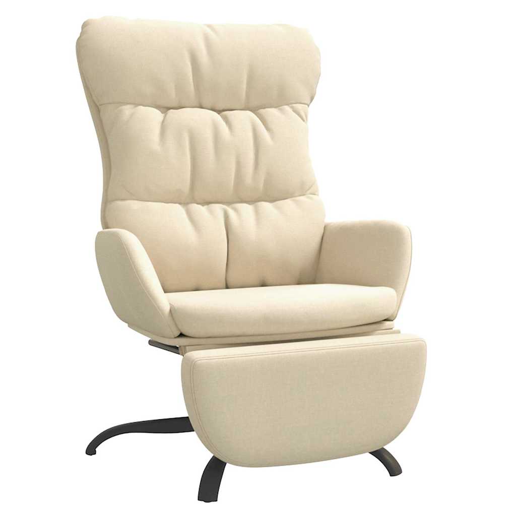 vidaXL Πολυθρόνα Relax Κρεμ Υφασμάτινη με Υποπόδιο