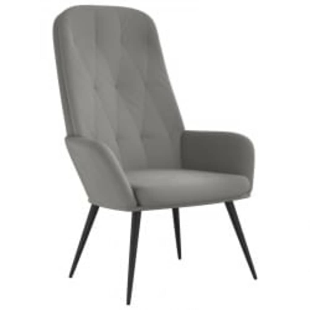 vidaXL Πολυθρόνα Relax με Υποπόδιο Ανοιχτό Γκρι Βελούδινη