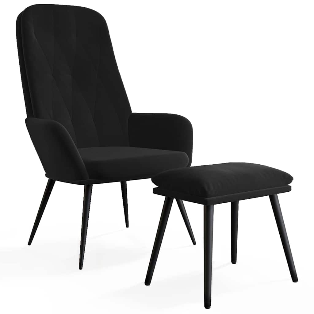 vidaXL Πολυθρόνα Relax με Υποπόδιο Μαύρη Βελούδινη