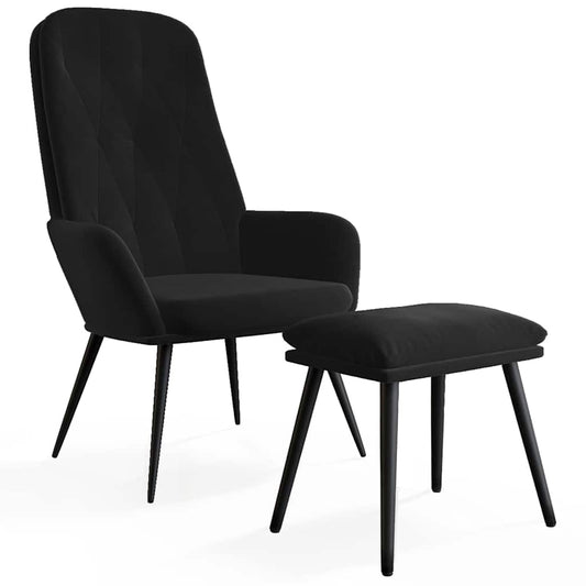 vidaXL Πολυθρόνα Relax με Υποπόδιο Μαύρη Βελούδινη