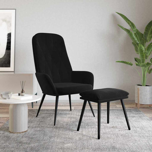 vidaXL Πολυθρόνα Relax με Υποπόδιο Μαύρη Βελούδινη