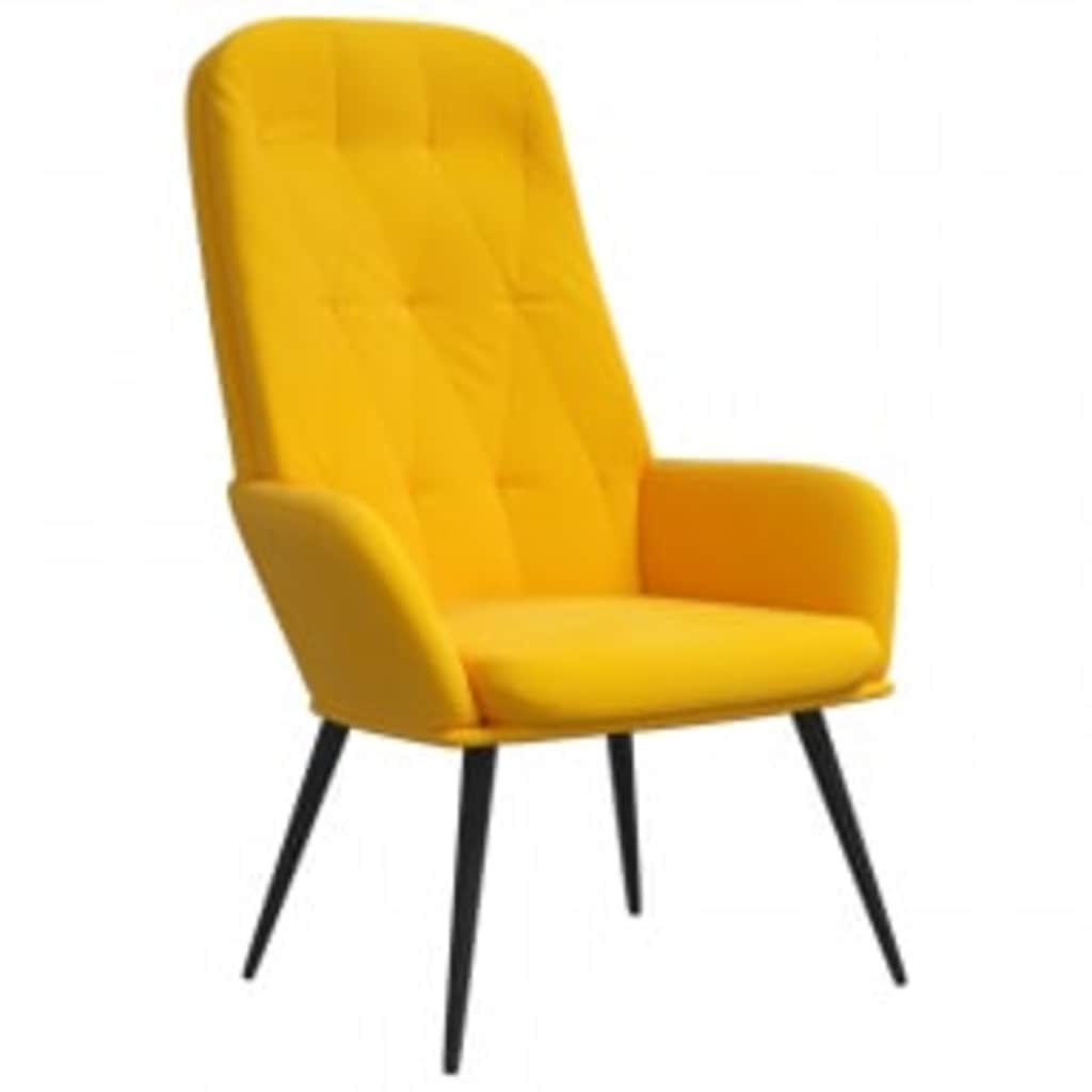 vidaXL Πολυθρόνα Relax Κίτρινη Μουσταρδί Βελούδινη με Υποπόδιο