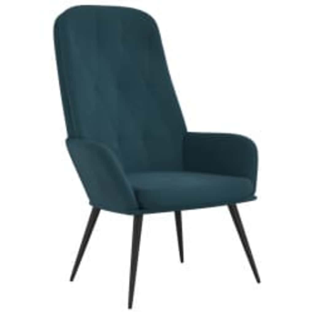 vidaXL Πολυθρόνα Relax Μπλε Βελούδινη με Υποπόδιο