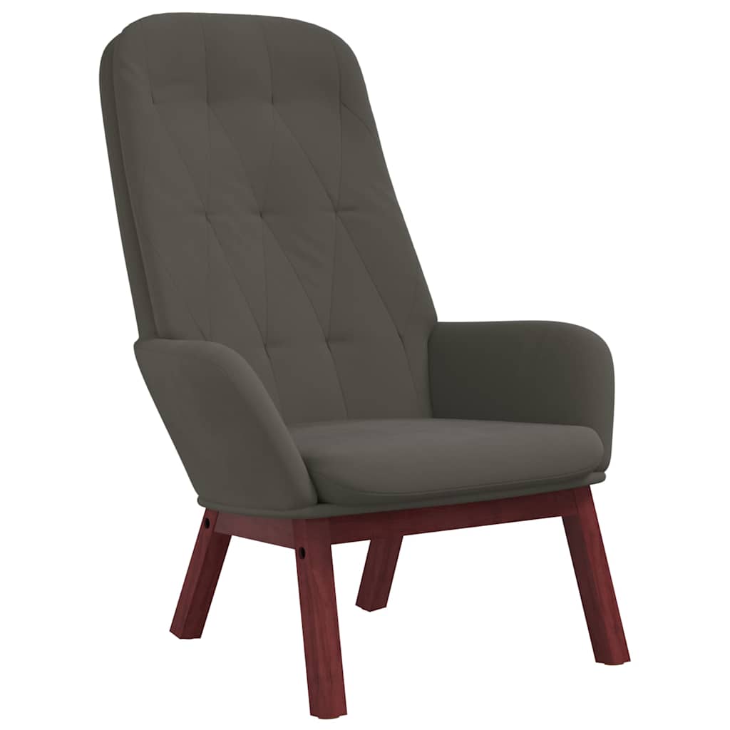 vidaXL Πολυθρόνα Relax με Υποπόδιο Σκούρο Γκρι Βελούδινη
