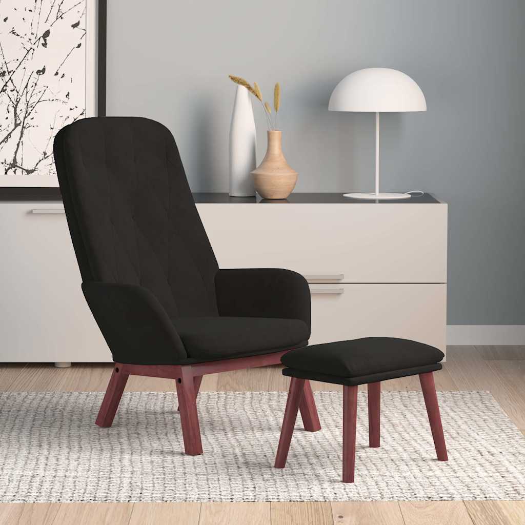 vidaXL Πολυθρόνα Relax με Υποπόδιο Μαύρη Βελούδινη