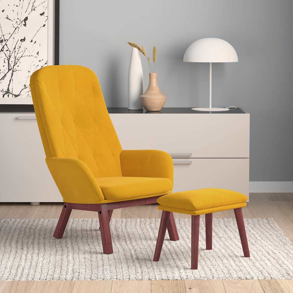 vidaXL Πολυθρόνα Relax Κίτρινη Μουσταρδί Βελούδινη με Υποπόδιο
