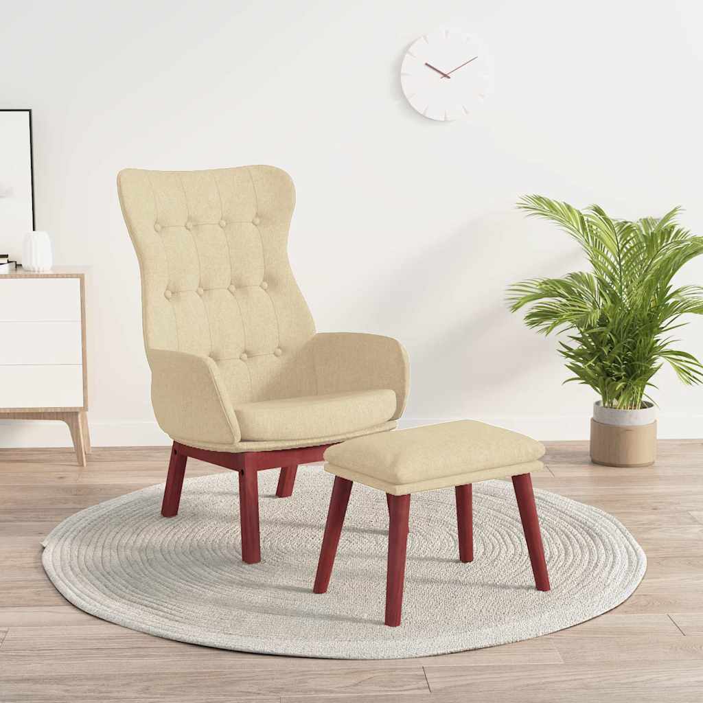 vidaXL Πολυθρόνα Relax Κρεμ Υφασμάτινη με Υποπόδιο