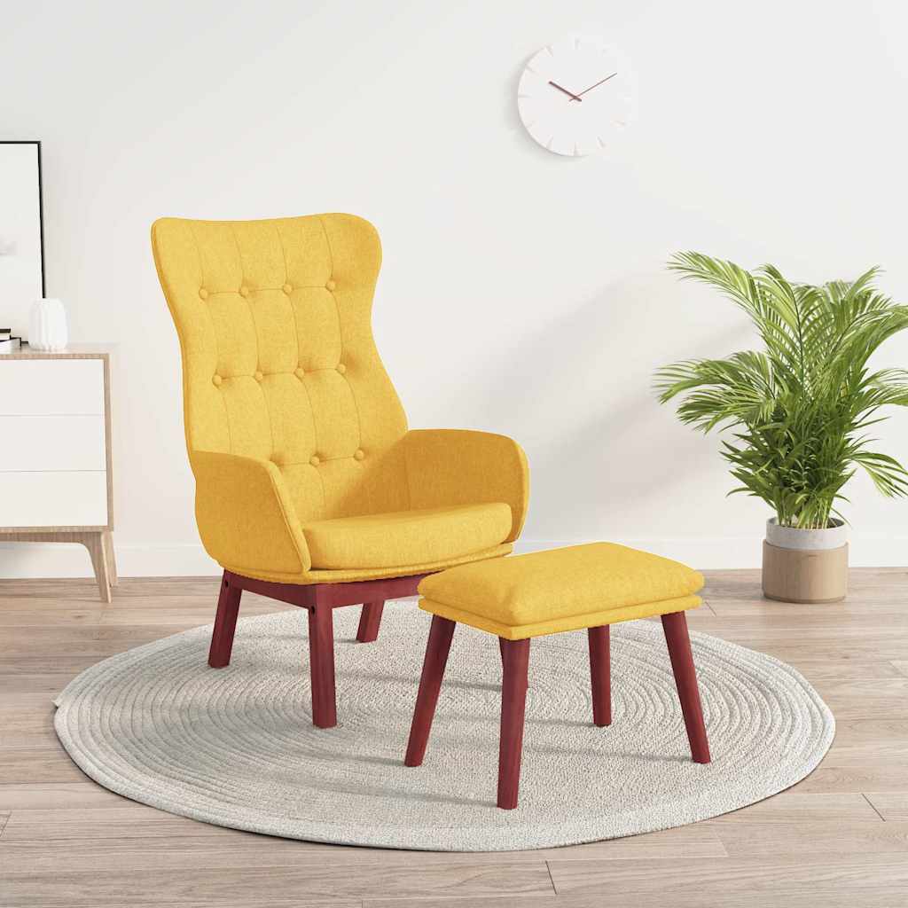 vidaXL Πολυθρόνα Relax Κίτρινη Μουσταρδί Υφασμάτινη με Υποπόδιο