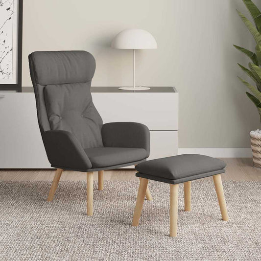 vidaXL Πολυθρόνα Relax Σκούρο Γκρι Υφασμάτινη με Υποπόδιο