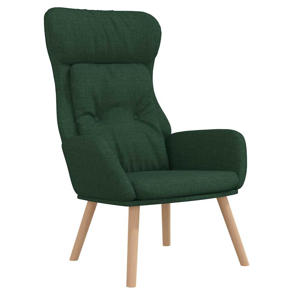 vidaXL Πολυθρόνα Relax Σκούρο Πράσινο Υφασμάτινη με Υποπόδιο