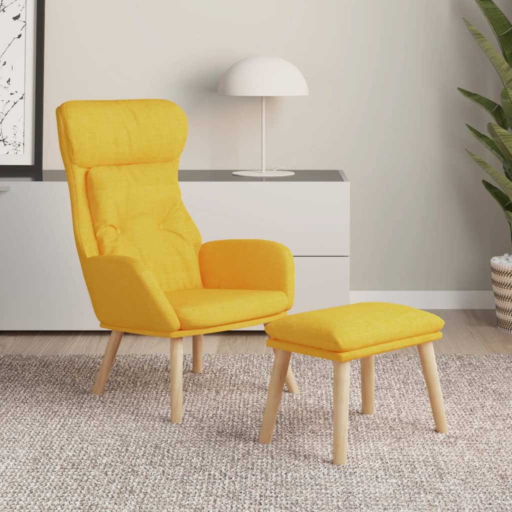 vidaXL Πολυθρόνα Relax Κίτρινη Μουσταρδί Υφασμάτινη με Υποπόδιο