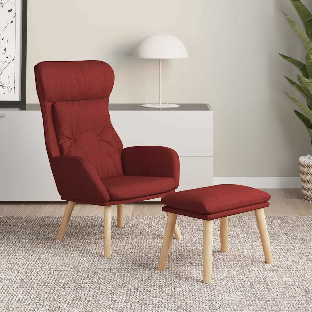 vidaXL Πολυθρόνα Relax Μπορντό Υφασμάτινη με Υποπόδιο