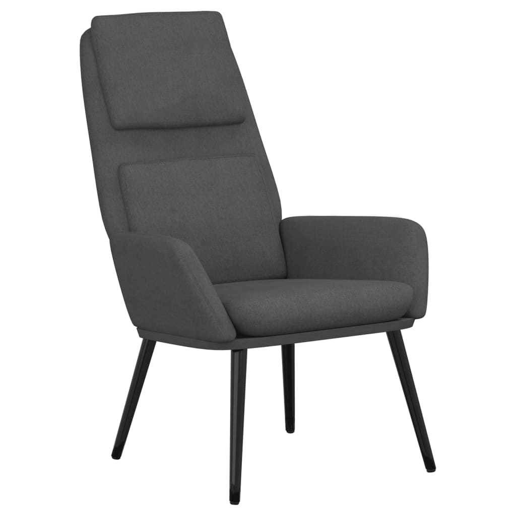 vidaXL Πολυθρόνα Relax Σκούρο Γκρι Υφασμάτινη με Σκαμπό