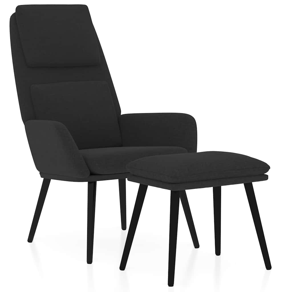 vidaXL Πολυθρόνα Relax Μαύρη Υφασμάτινη με Σκαμπό