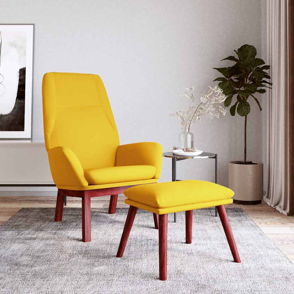 vidaXL Πολυθρόνα Relax Κίτρινη Μουσταρδί Υφασμάτινη με Υποπόδιο
