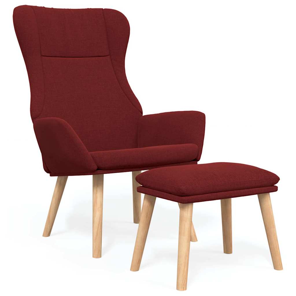 vidaXL Πολυθρόνα Relax Μπορντό Υφασμάτινη με Υποπόδιο