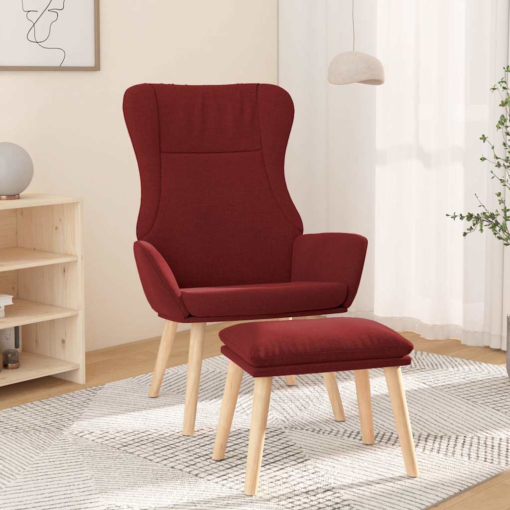 vidaXL Πολυθρόνα Relax Μπορντό Υφασμάτινη με Υποπόδιο