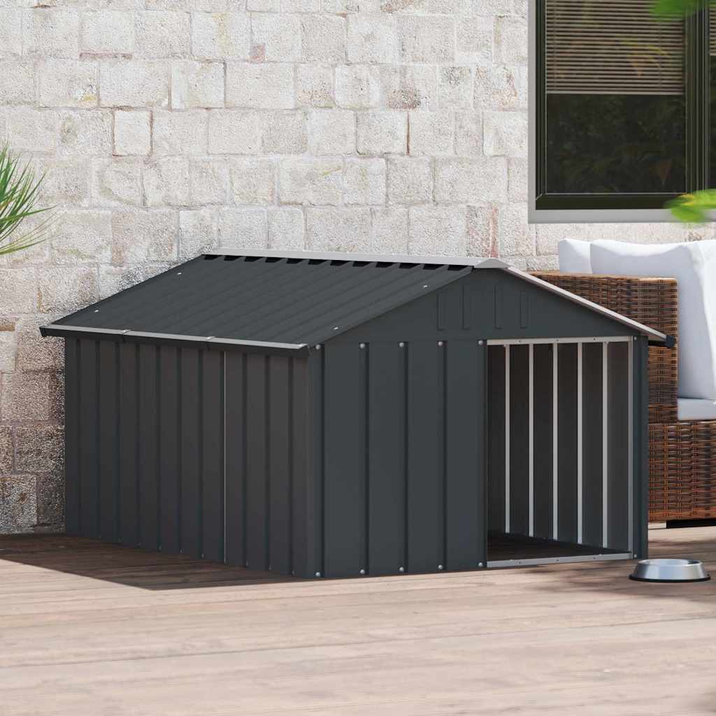 vidaXL Σπιτάκι Σκύλου Ανθρακί 116,5x153x81,5 εκ. Γαλβανισμένο Ατσάλι