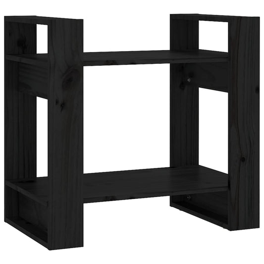 vidaXL Βιβλιοθήκη/Διαχωριστικό Χώρου Μαύρο 60x35x57 εκ. Μασίφ Πεύκο
