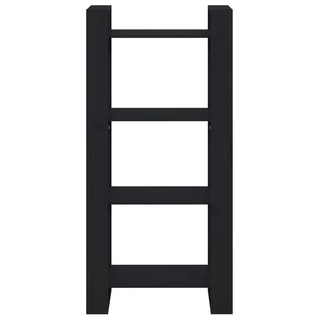 vidaXL Βιβλιοθήκη/Διαχωριστικό Χώρου Μαύρο 60x35x125 εκ. Μασίφ Ξύλο