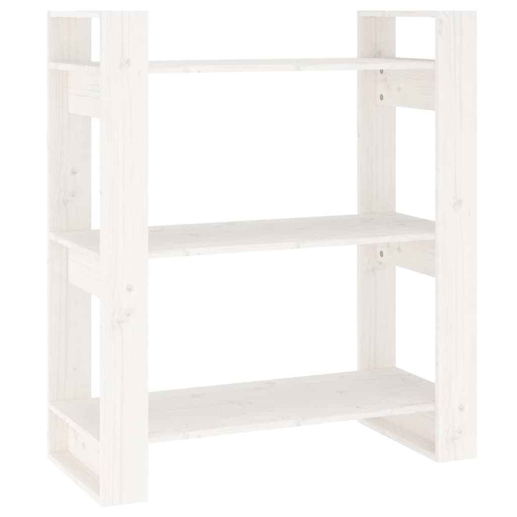 vidaXL Βιβλιοθήκη/Διαχωριστικό Χώρου Λευκό 80x35x91 εκ. Μασίφ Πεύκο