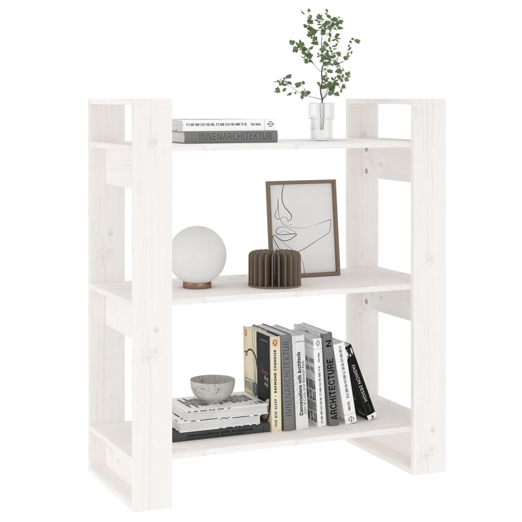 vidaXL Βιβλιοθήκη/Διαχωριστικό Χώρου Λευκό 80x35x91 εκ. Μασίφ Πεύκο