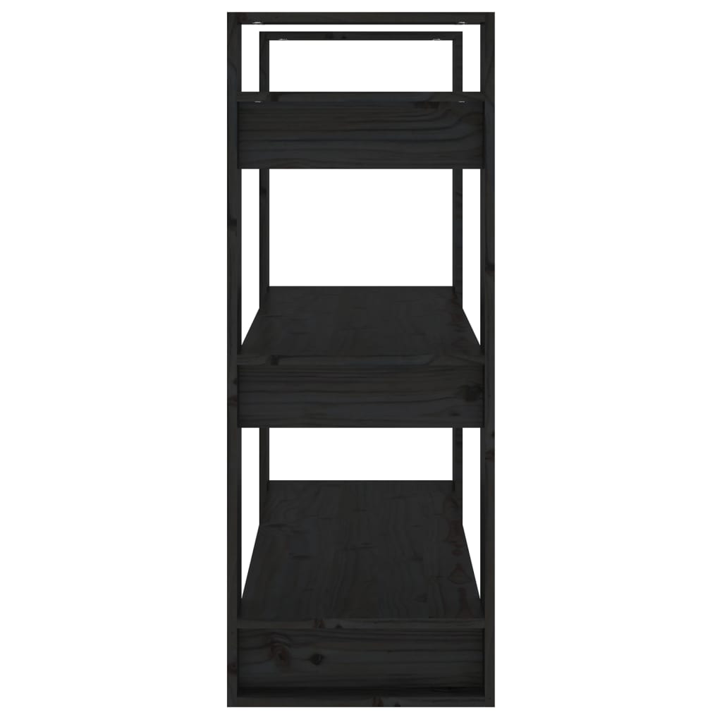vidaXL Βιβλιοθήκη/Διαχωριστικό Χώρου Μαύρο 80x35x91 εκ. Μασίφ Πεύκο