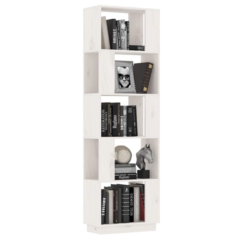 vidaXL Βιβλιοθήκη/Διαχωριστικό Χώρου Λευκό 51x25x163,5 εκ. Μασίφ Πεύκο