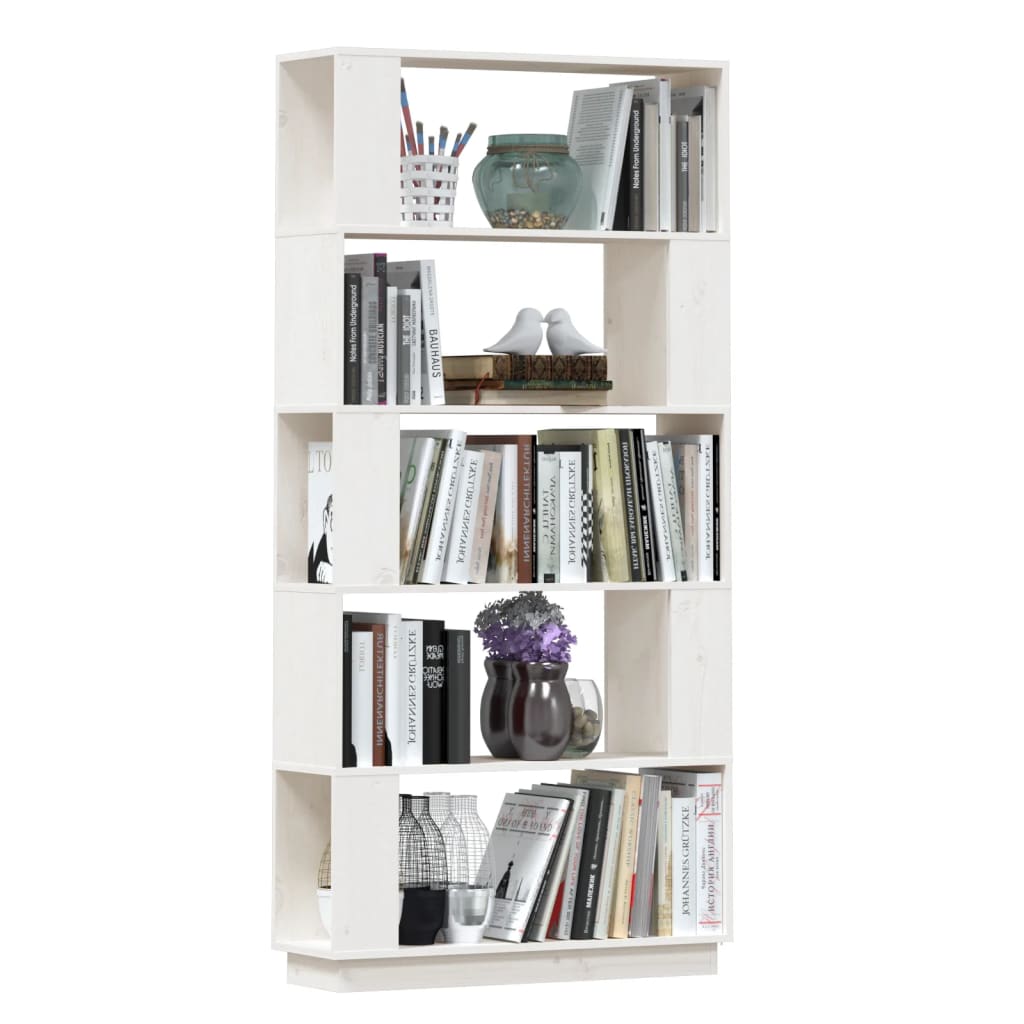 vidaXL Βιβλιοθήκη/Διαχωριστικό Χώρου Λευκό 80x25x163,5 εκ. Μασίφ Πεύκο