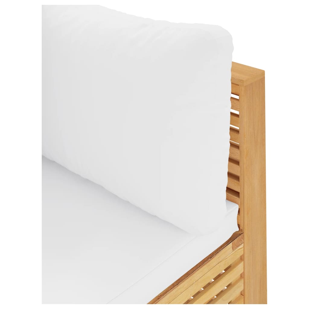 vidaXL Καναπές Κήπου Γωνιακός από Μασίφ Ξύλο Teak με Κρεμ Μαξιλάρια