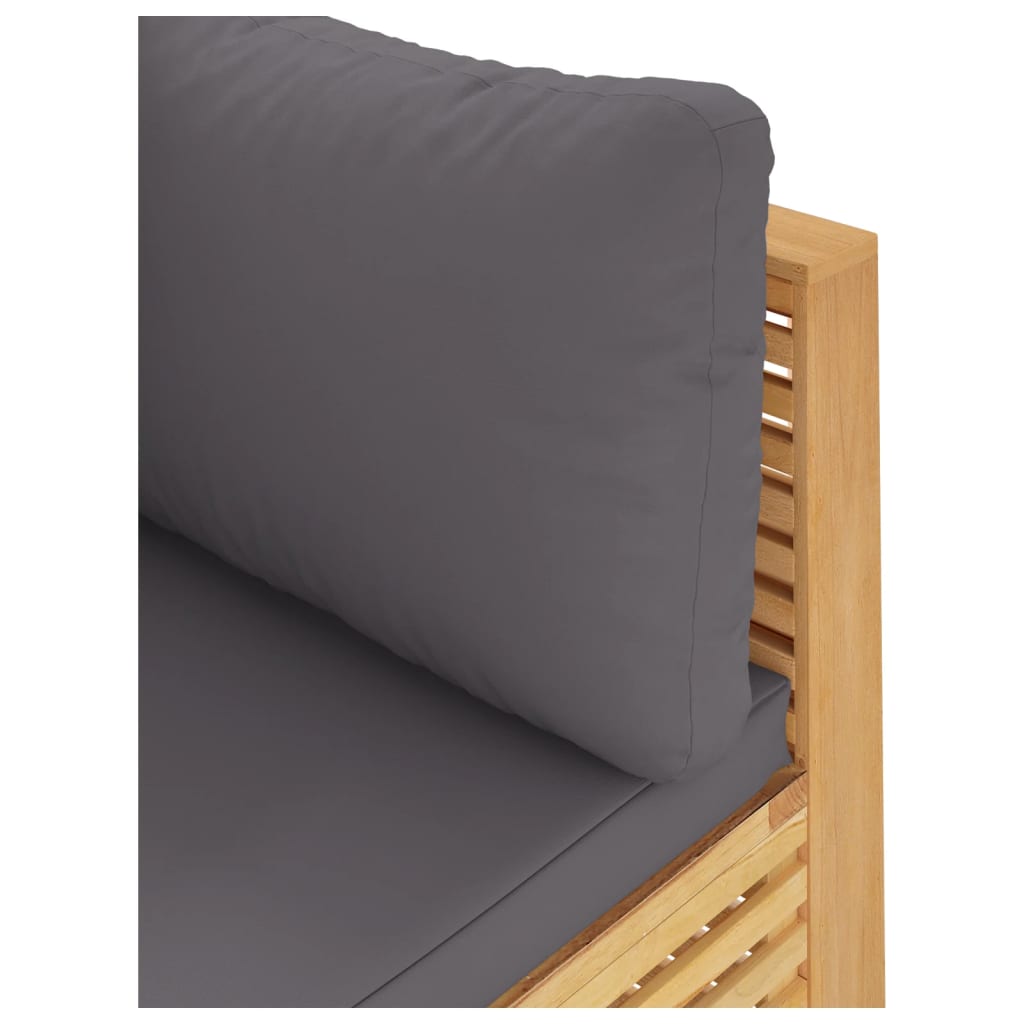 vidaXL Καναπές Κήπου Γωνιακός Μασίφ Ξύλο Teak με Σκ. Γκρι Μαξιλάρια