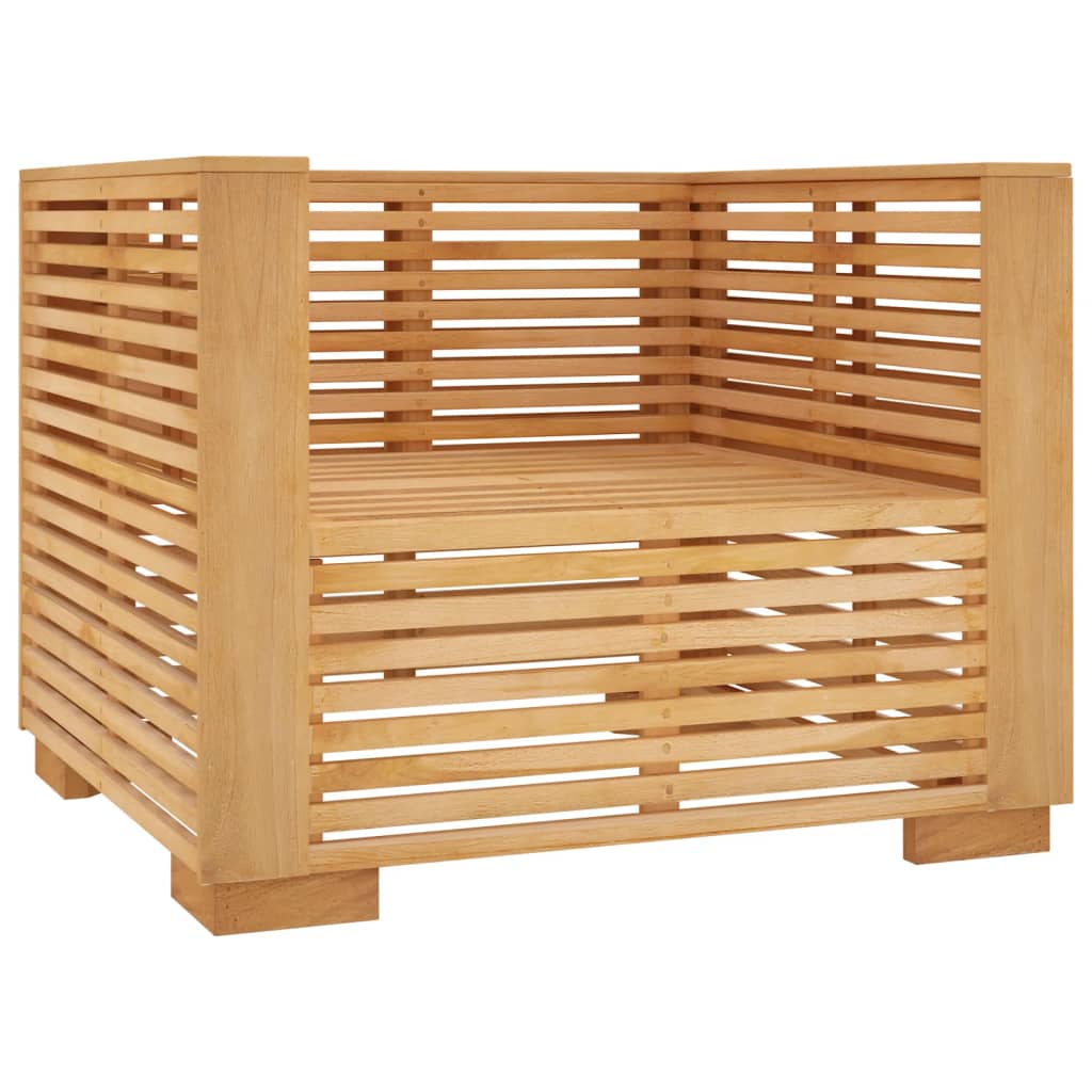 vidaXL Πολυθρόνα Κήπου από Μασίφ Ξύλο Teak με Σκούρα Γκρι Μαξιλάρια