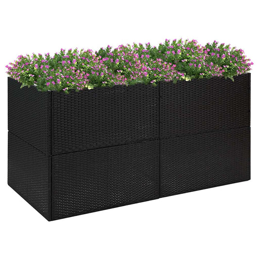 vidaXL Ζαρντινιέρα Κήπου Μαύρη 157 x 80 x 80 εκ. από Συνθετικό Ρατάν