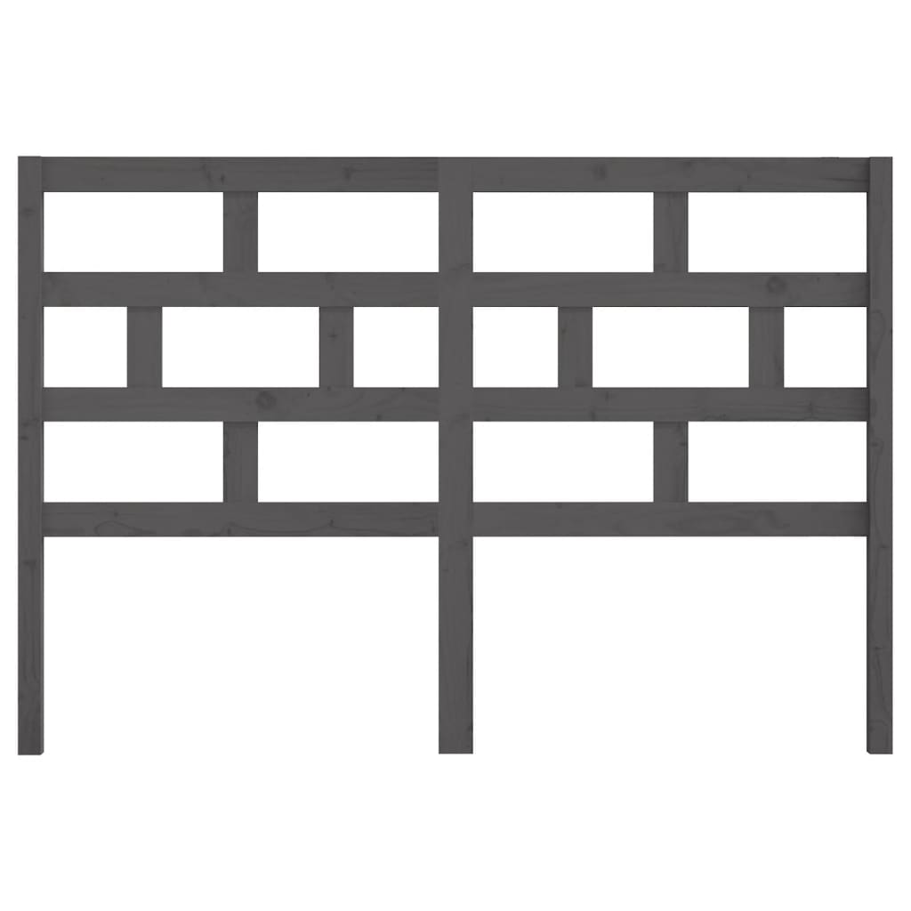 vidaXL Κεφαλάρι κρεβατιού Γκρι 141x4x100 εκ. από Μασίφ Ξύλο Πεύκου