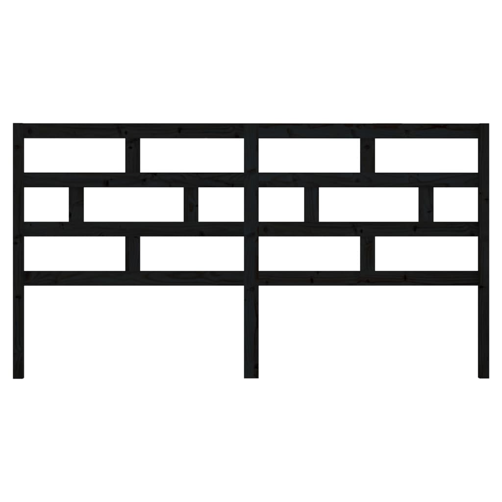 vidaXL Κεφαλάρι κρεβατιού Μαύρο 206x4x100 εκ. από Μασίφ Ξύλο Πεύκου