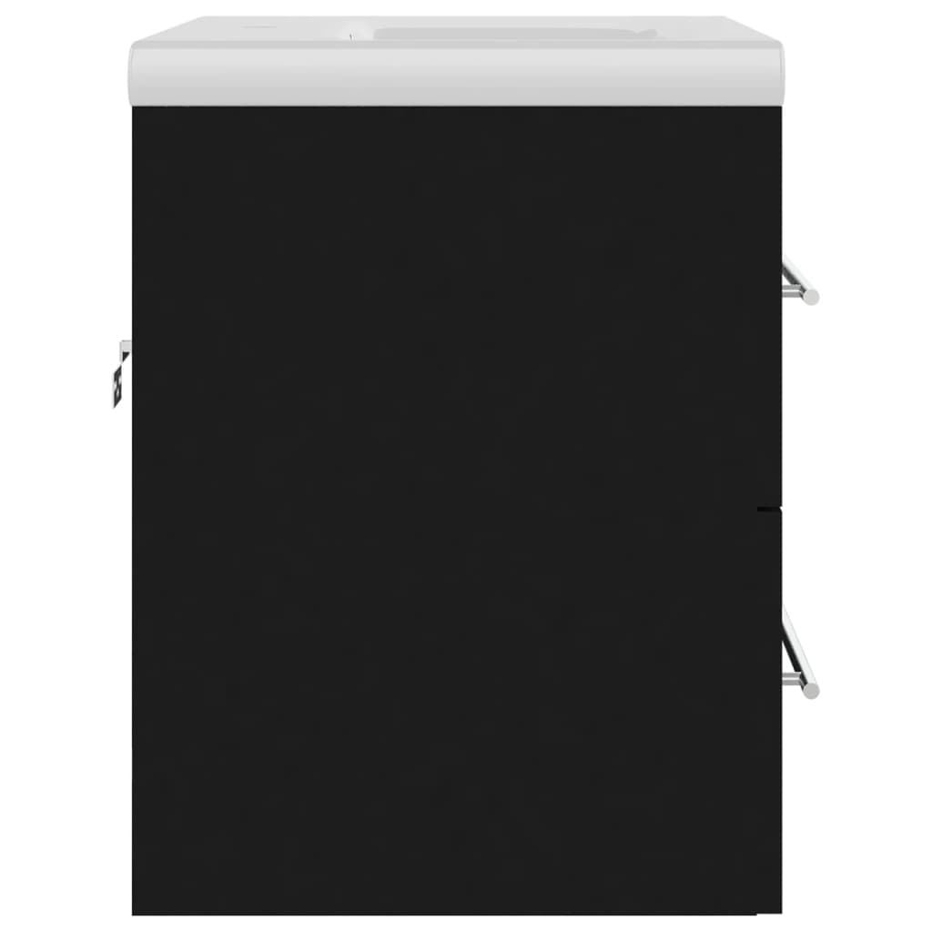 vidaXL Ντουλάπι Μπάνιου με Νιπτήρα Μαύρο από Επεξεργασμένο Ξύλο