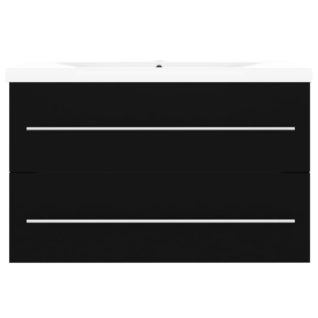 vidaXL Ντουλάπι Μπάνιου με Νιπτήρα Μαύρο από Επεξεργασμένο Ξύλο