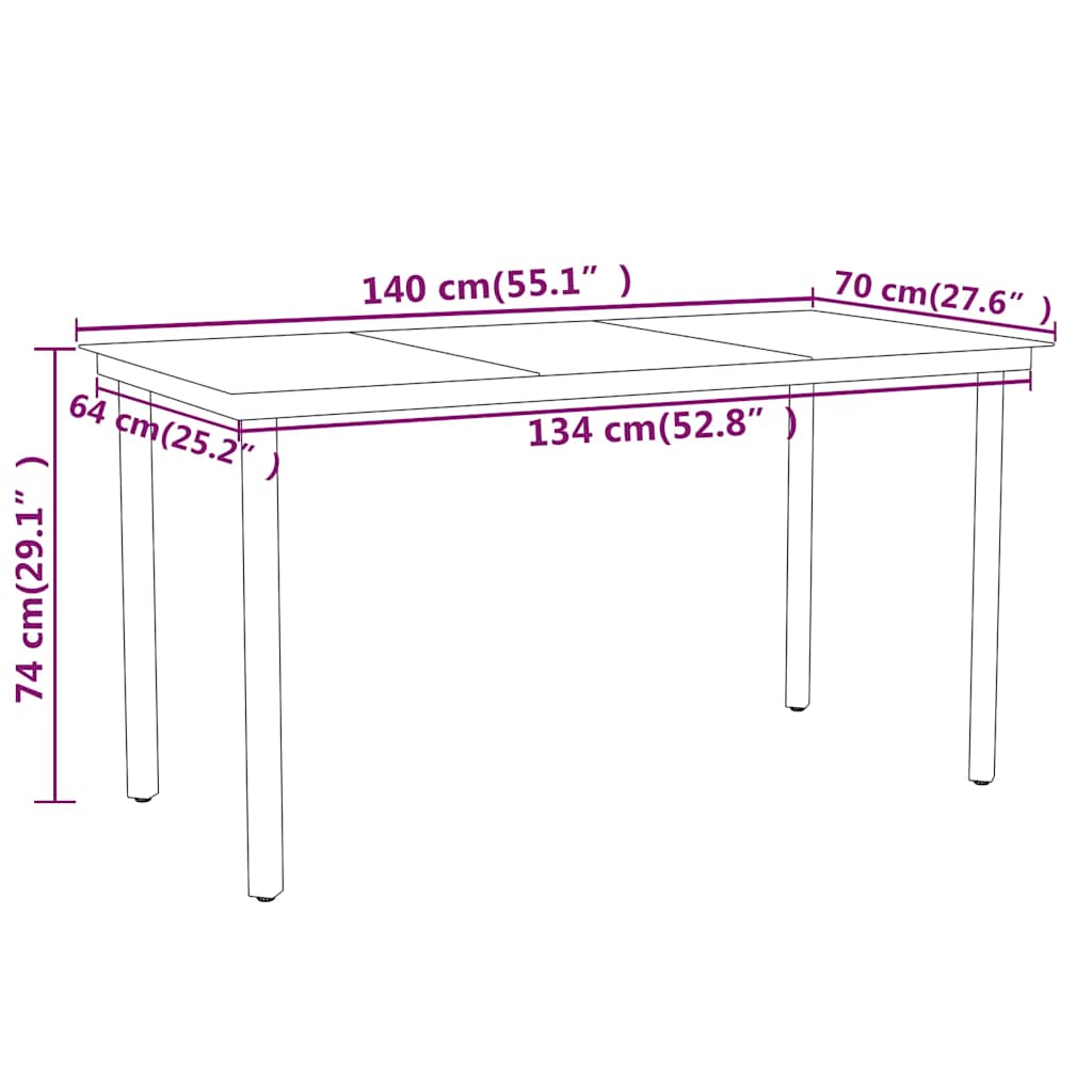 vidaXL Σετ Τραπεζαρίας Κήπου 7 Τεμαχίων Μαύρο