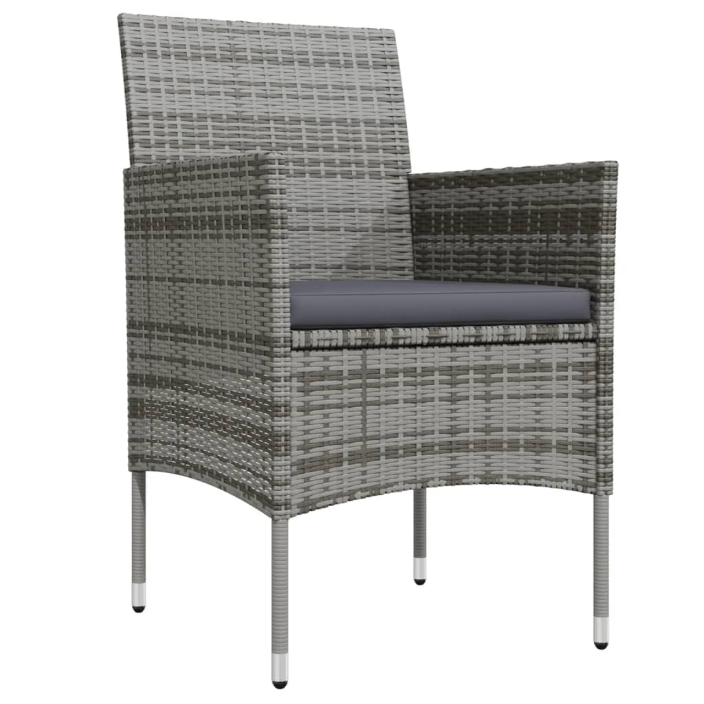 vidaXL Σετ Τραπεζαρίας Κήπου 7 τεμ. Γκρι / Μαύρο με Μαξιλάρια