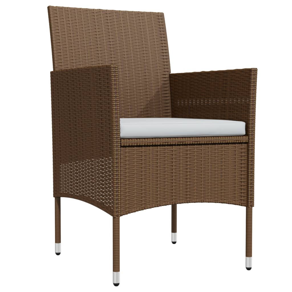 vidaXL Σετ Τραπεζαρίας Κήπου 7 τεμ. Καφέ / Μαύρο με Μαξιλάρια