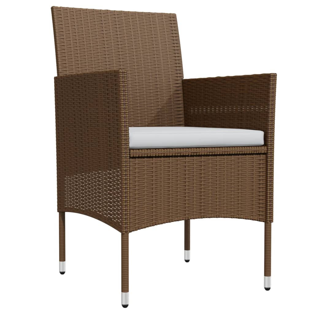 vidaXL Σετ Τραπεζαρίας Κήπου 7 Τεμαχίων Καφέ & Μαύρο με Μαξιλάρια