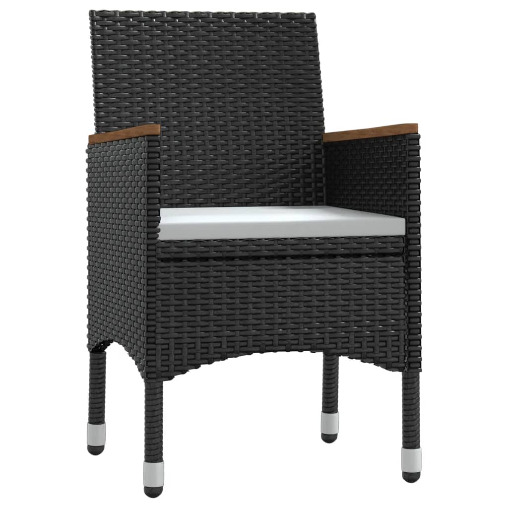 vidaXL Σετ Τραπεζαρίας Κήπου 7 Τεμαχίων Μαύρο με Μαξιλάρια