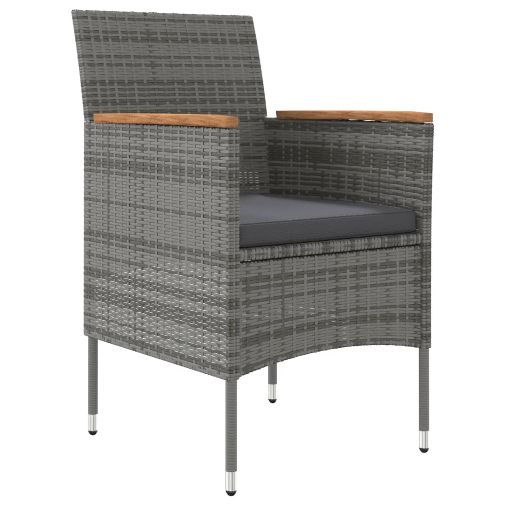 vidaXL Σετ Τραπεζαρίας Κήπου 7 τεμ. Γκρι / Μαύρο με Μαξιλάρια